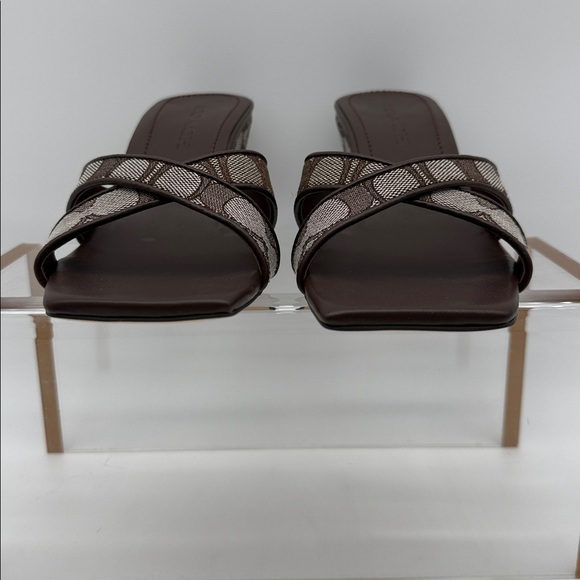 Coach Wedge Sandal In Signature Jacquard Oak Maple - Picture 5 of 13